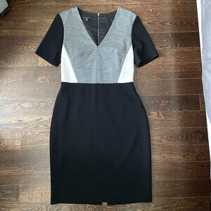 Judith and Charles wool blend Gray/Black/Cream dress-Size 10